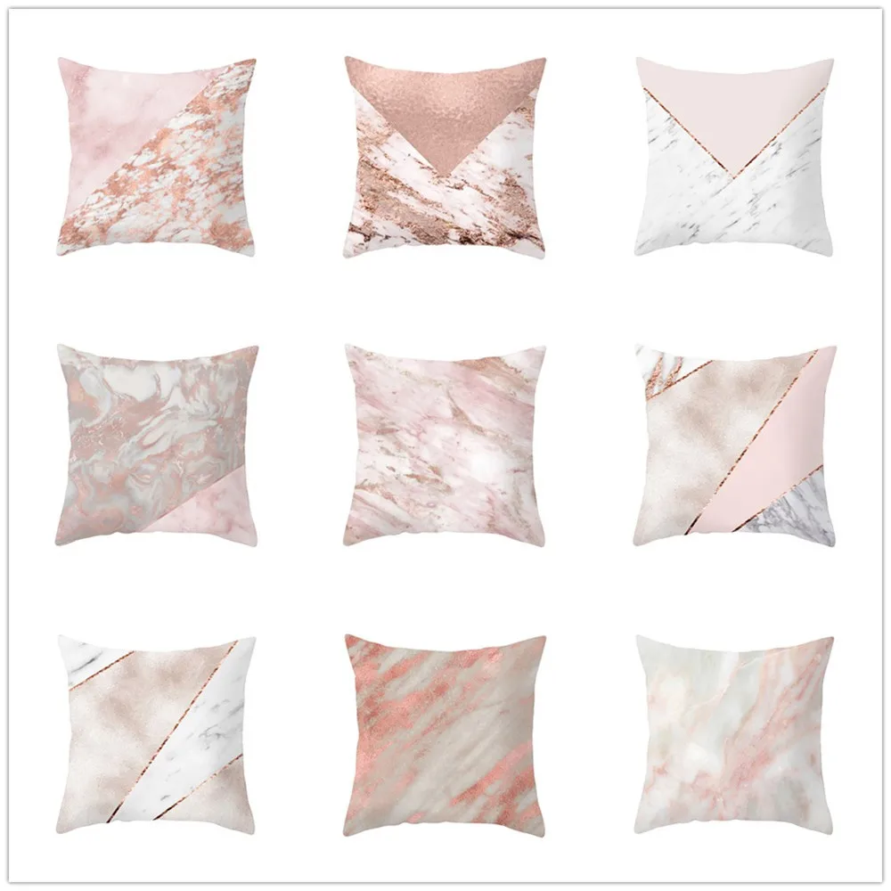 Чехол для подушки с геометрической мраморной текстурой тканевый квадратный