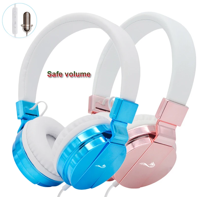Foldable Kids Headphone Safe Volume Kids Learning Music Headset with Microphone for Smatphone PC Boys Girls Birthday Gifts