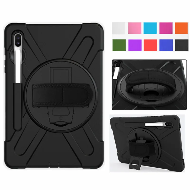 Cena Etui na Tablet do Samsung Galaxy Tab S6 10.5 2019 SM T860 SM T865 dzieci bezpieczne, odporna na wstrząsy Heavy Duty silikon ciężka ręka stojak uchwyt