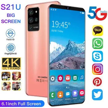 

S21U Mobile Phone Android 6.1 inch 8 Core 256GB ROM Smartphone 4000mAh Mobile Phone Cheap phone free shipping