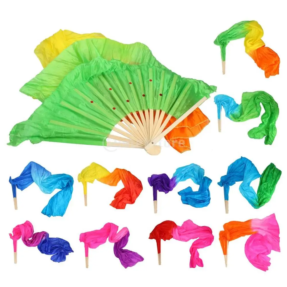 

Gradient Flame Belly Dancing Silk Fan Veil For Party Stage Performance
