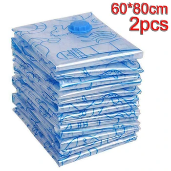 

2pcs Space Saver Storage Bag Vacuum Seal Compression Organizer Bag Home Pillows Blankets Organizing Bags