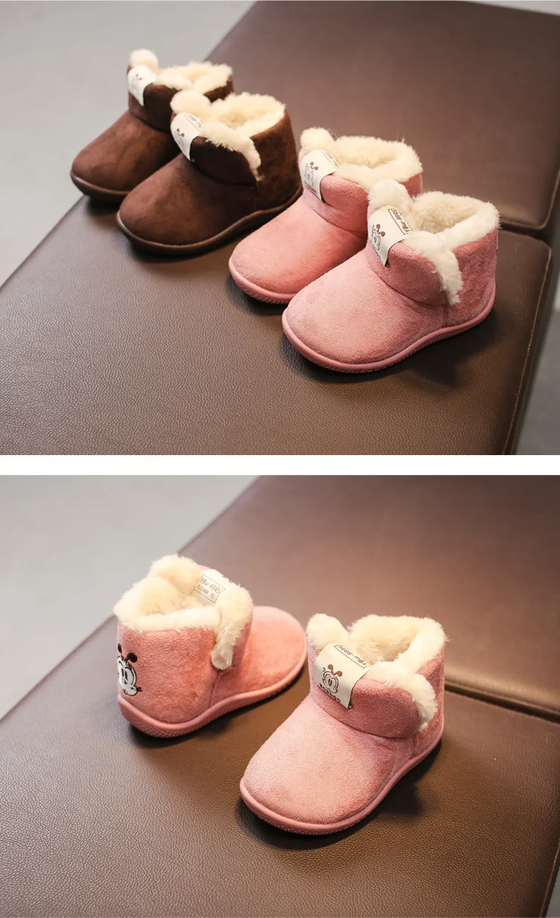 Зимние ботинки детские От 1 до 5 лет теплая хлопковая обувь для мальчиков и девочек ботинки для малышей зимние ботинки для маленьких девочек