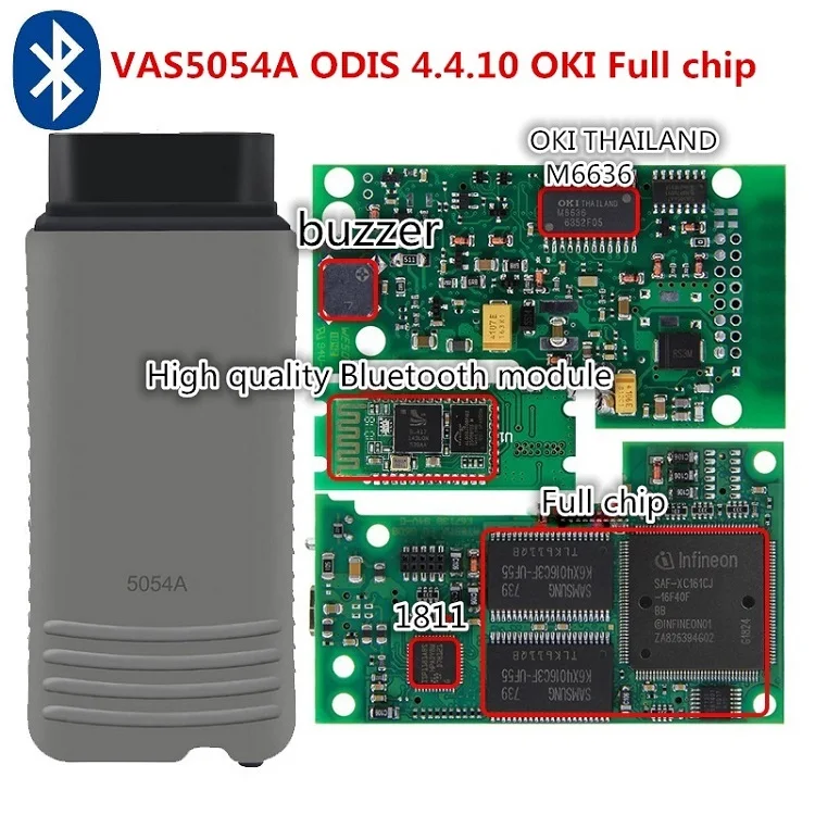 VAS5054A ODIS 4.4.10 OKI полный чип для VW/Audi/Skoda/Seat для VAG инструмент для диагностики с чипом OKI Bluetooth сканер кодов - Цвет: OKI Full Chip