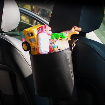

Car MultiFunction Creative Hanging PU Leather Bag Garbage Bag Toy Sundries Storage Portable Bag Car Interior Supplies