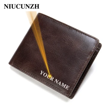 

NIUCUNZH leather purses for men designer wallet for card holder rfid luxury wallet small short coin purse the engraved wallets