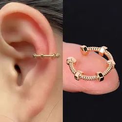 1pc Punk Cool Cuff Wrap Clip On Earrings Women Girls Climber Ear Cartilage Bone Stackable Clips Fake Earing Non Piercing Cuffs