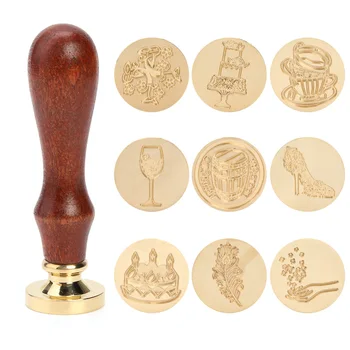 

Retro Wax Seal Stamp Plants Wood Stamp Replace Copper Head Hobby Tools Sets Sealing Wax