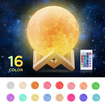 

LED Night Light 3D Print Moon Lamp Rechargeable Color Change 3D Light Touch Moon Lamp Children's Lights Night Lamp for Home