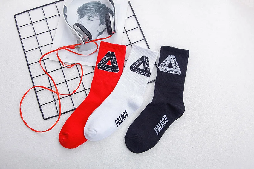 3 pairs Mix Осень-зима, модные мужские носки, треугольный узор, высокие Хлопковые дышащие носки, хип-хоп, пара носков, подарок для мужчин - Цвет: 3 pairs Mix