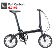 Bicicleta plegable de fibra de carbono, bici de ciudad, ligera, 14/ 12 pulgadas, 6,7 kg