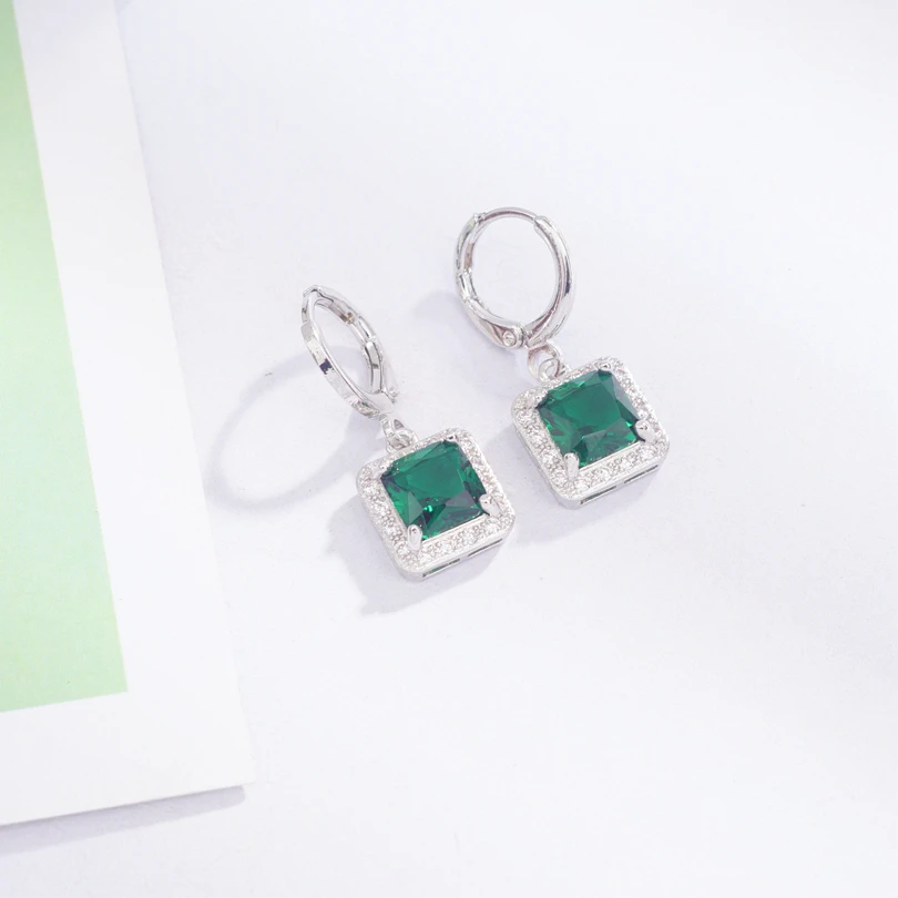 22 стиля, серьги-кольца с зеленым кубическим цирконием и кристаллами для женщин и девушек, серебряные геометрические милые модные ювелирные серьги - Окраска металла: HZK0239