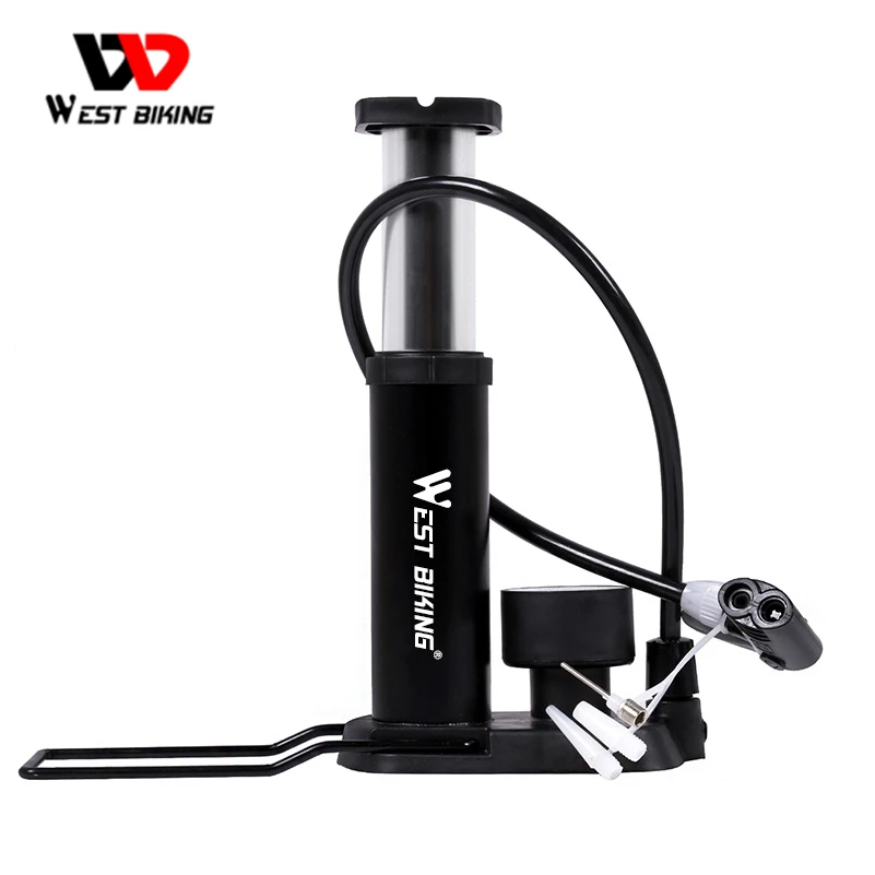 West Biking Bike Foot Activated Floor Pump Bicycle Ultralight Air Mini