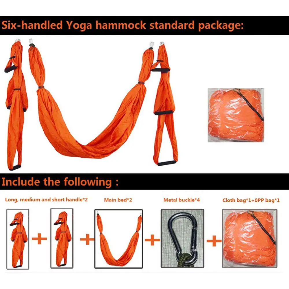 

Full Set 6 Handles Anti-gravity Aerial Yoga Ceiling Hammock Flying Swing Trapeze Yoga Inversion Device Home GYM Hanging Belt