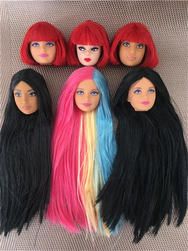 Original ST 70th Boneca Cabeças, Vermelho e Roxo Tricolor HairDoll Acessórios, Peças DIY, Menina Presentes de Natal, Rare Collection Dolls