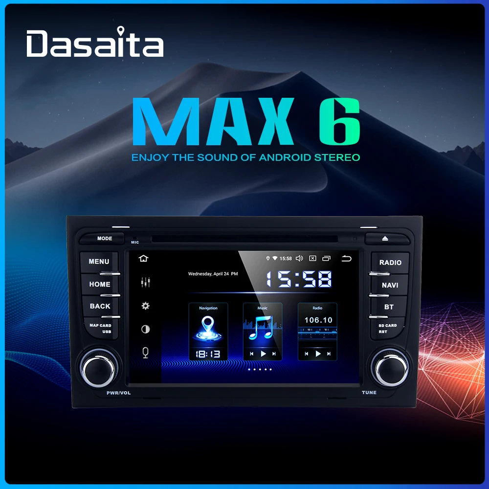 Автомобильный DVD плеер Dasaita 2 Din 7 &quotAndroid 9 0 для Audi A4 S4 RS4 радио 2002 2003 2004 2005 2006 2007 2008 GPS