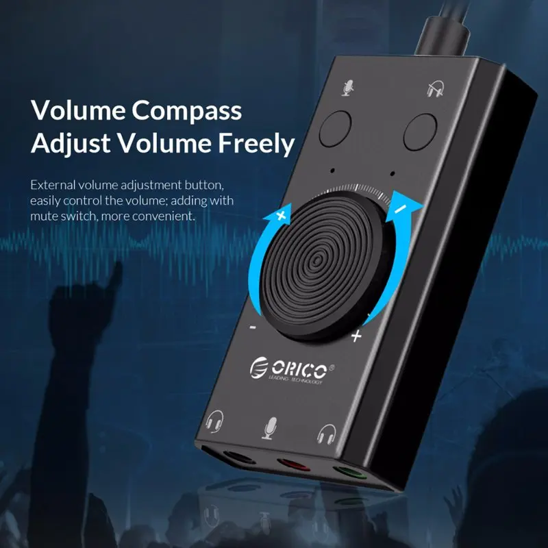 Orico External Usb Sound Card Stereo Mic Speaker Headset o Jack Cable Adapter Mute Switch Volume Adjustment