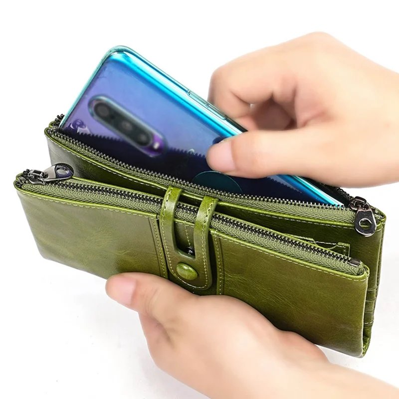 1 шт., масло, воск, кожа, RFID кошелек, женский, элегантный, длинный, для мобильного телефона, Storge, кошелек, женский клатч, кошелек, сумка, кредитный держатель для карт, кошелек