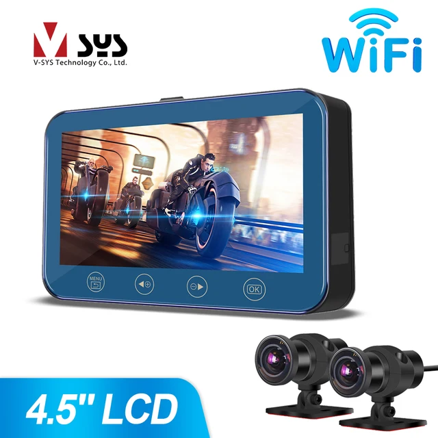 $US $210.68 SYS VSYS P4.5 WiFi Motorcycle Dash Cam 1080P Dual Lens Front & Rear 4.5'' LCD Waterproof Motorcycle