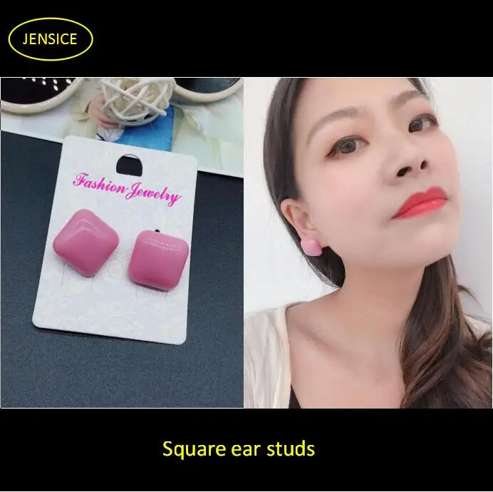 

Trendy Geometric Square Acrylic Ear Studs Simple Fashion Creative Pure Color Earrings For Women Party Jewelry Gift Classic