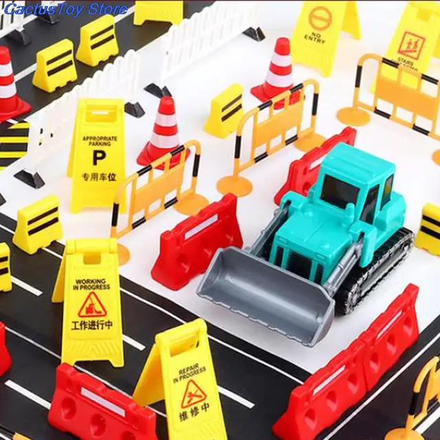 10pcs Traffic Roadblocks Simulation Railing Sand Table Props DIY Road Cone Signs 2