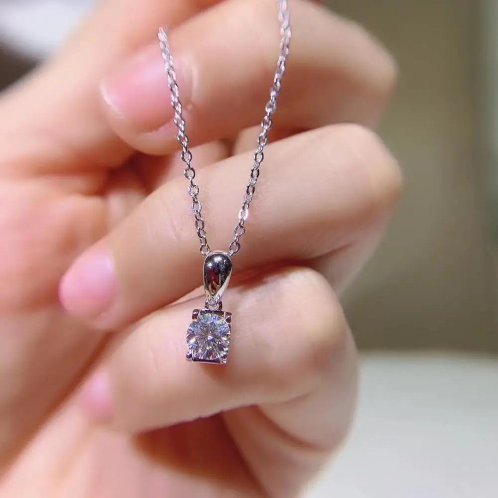 Kkmall магазин Круглый Серебряный Муассанит Подвески 0.50ct D VVS Роскошные Муассанит Weding подвески для женщин