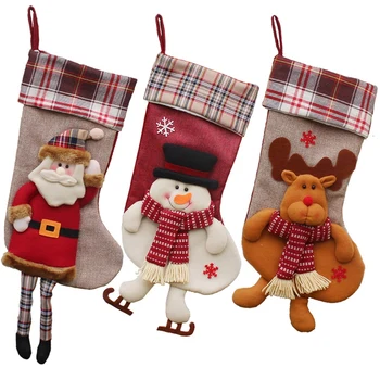 

3Pcs Christmas Tree Hanging Party Tree Xmas Decor Christmas Stocking Gift Candy Bags Lovely Gift Bag for Children 59cm