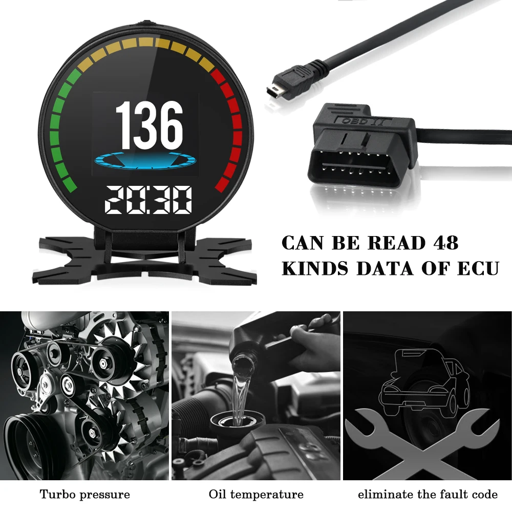X60 OBD метр OBD2 HUD Дисплей Цифровой Авто Напряжение Датчик температуры измеритель скорости дисплей превышения скорости Предупреждение