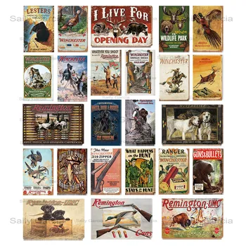 

Hunting Tin Sign Plaque Metal Vintage Retro Metal Sign Wall Decor for Man Cave Gun Shop Decorative Metal Plate Hunter Gift