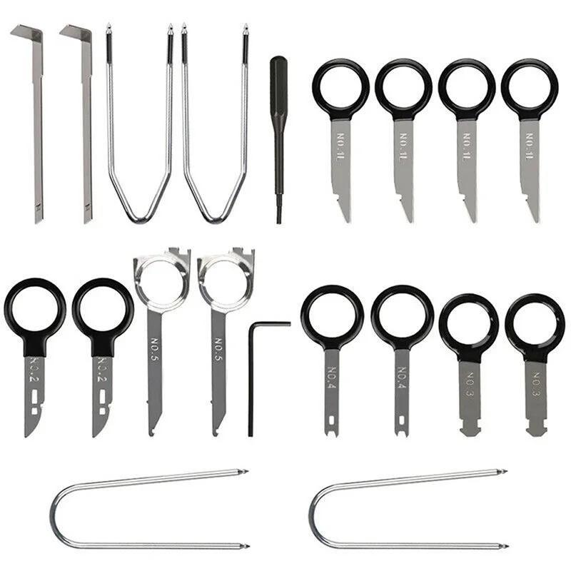 Car Radio Audio Removal Install Key Kit Automotive Audio Stereo Dash CD Player Radio Removal Keys Tool Set 20 PCS