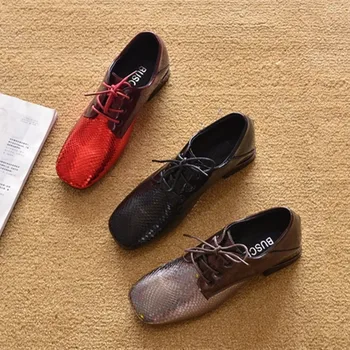 

2020 new spring and autumn flat shoes women round loafers women shoes flats Black, red lace up casual shoes ladies shoes obuv