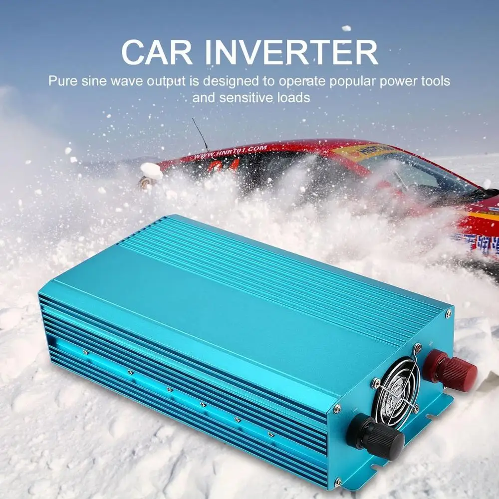 Чистая Синусоидальная волна инвертор DC12V к AC220V 1000 Вт автомобильный инвертор алюминиевый сплав корпус высокого преобразования Преобразователь мощности