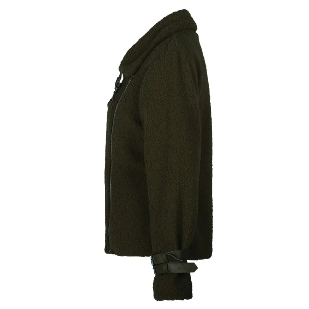 Jaycosin Fashion Women Casual Fleece Winter Warm Jacket Coat Stylish Long Sleeve Comfortable Soft Short Overcoat Outercoat 26#4