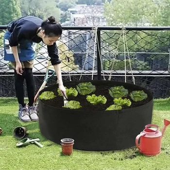 

Round Raised Plant Bed Garden Flower Planter Elevated Breathable Felt Fabric Vegetable Box Nursery Production Planting Grow Bag
