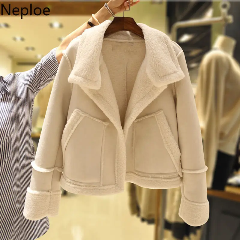 Neploe/Новинка; сезон осень-зима; короткая утепленная куртка в стиле пэчворк для женщин; модная Свободная Женская куртка из искусственной замши; Chaquetas Mujer; 46256