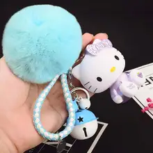 Стиль Южная Корея милый KT кот мультфильм для мужчин и женщин брелок для ключей автомобиля пушистый шар кулон маленькие подарки