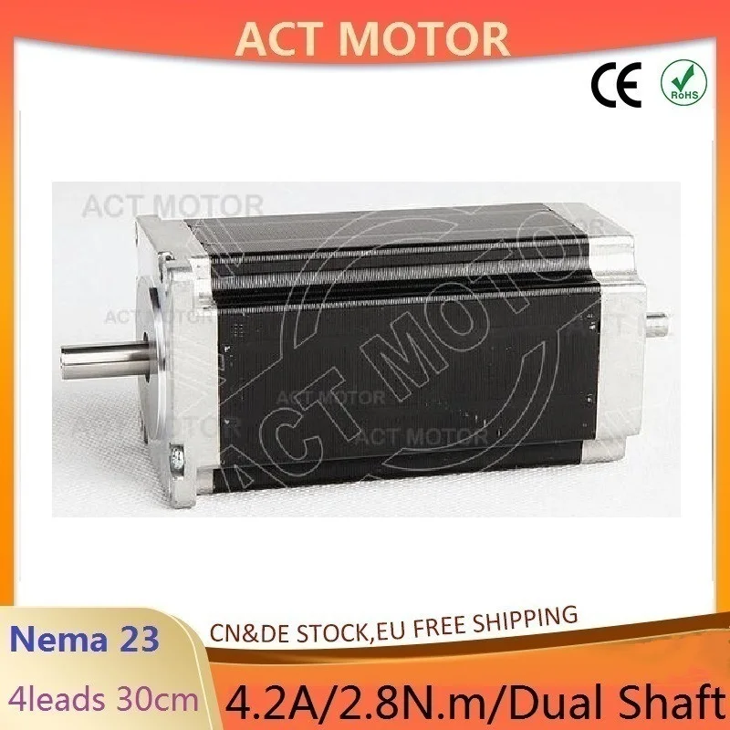 EU Free Shipping！ACT 1PC Nema23 Stepper Motor 57BYGH 23HS2442B Dual Shaft 425oz-in 112mm 4.2A Bipolar Router Laser CNC CE ROHS |