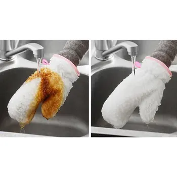 

New Bamboo Fiber Dishwashing Gloves Padded Waterproof Kitchen Non-stick Brush Bowl Gloves Ladies Housework Gloves