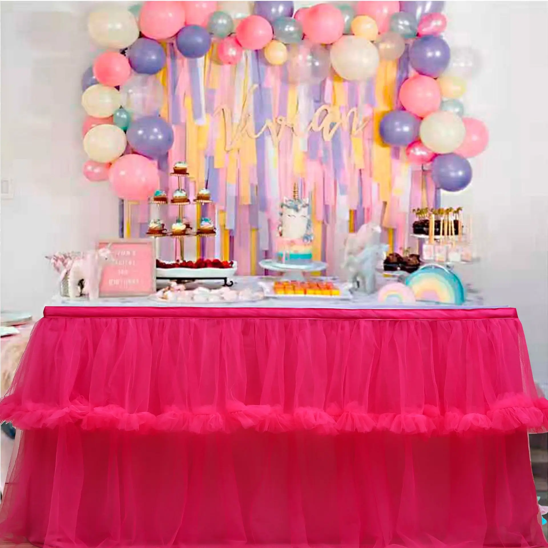 Halloween Christmas Birthday Tulle Table Skirt Wedding Tutu Cloth Baby Shower Banquet Party Home Decor