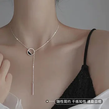 NEW 925 Sterling Silver Necklace Shiny And ExquisiteRound Rectangle Choker Birthday Gift For Women Fashion Jewelry SNK010