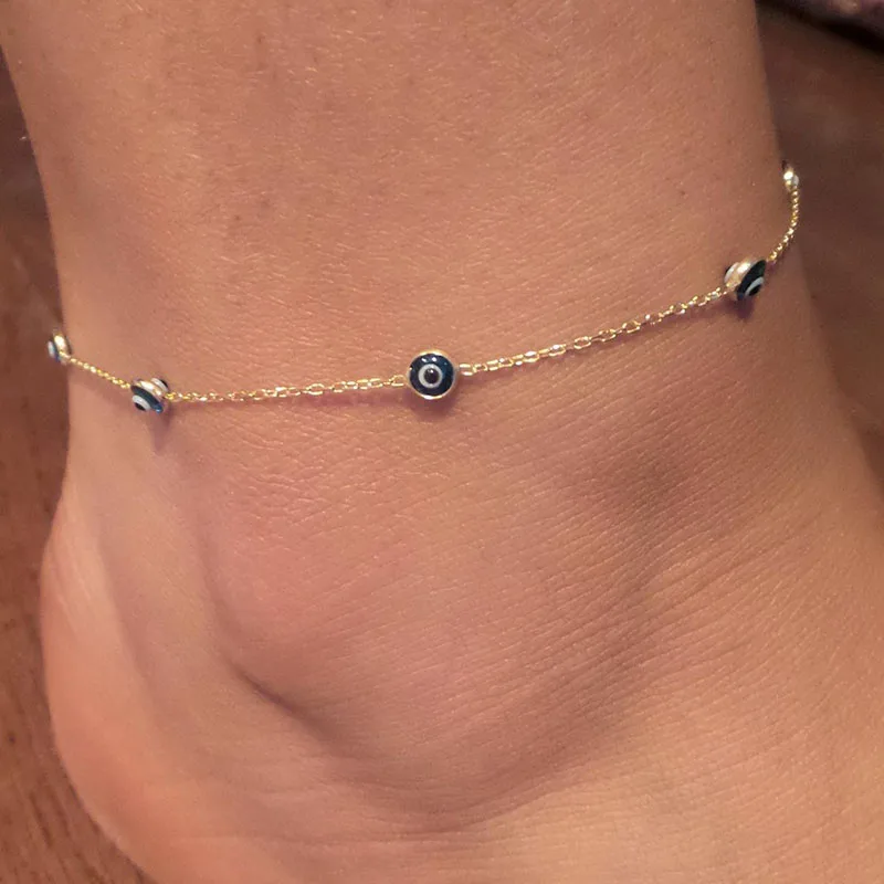 Bohemian Multi Layered Beads Ankle Bracelet for Women Leg Chain Blue Evil Eye Pendant Anklet Summer Beach Foot Jewelry ankle chains,silver anklet bracelet,beads anklet,fashion accessories,bead bracelet