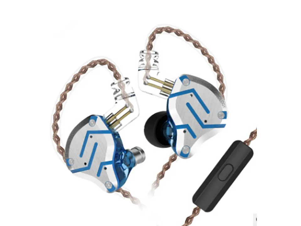Плотным верхним ворсом KZ ZS10 Pro 4BA+ 1DD комбинированный чехол-накладка 2-pin 0,75 мм Съемная с высокой точностью IEMS Hi-Fi наушники-вкладыши - Цвет: Glare Blue with Mic