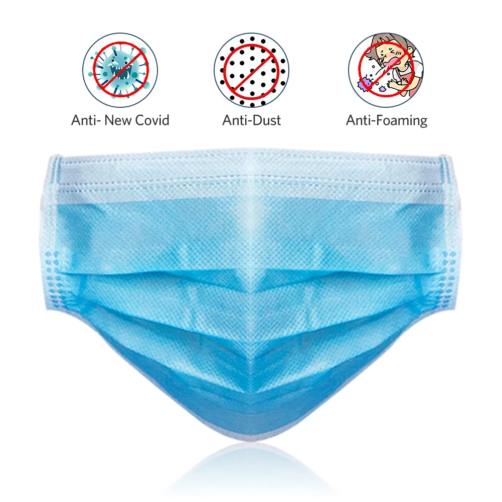 

10/50pcs Antiviral Disposable Mask 3 Layers Non Woven Surgical Face Mask Anti Dust Respirator Breathable Mouth Cover (In stock)