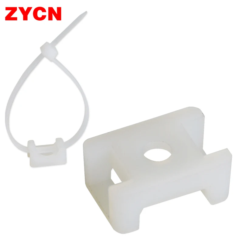 100Pcs Cable Tie Mount Base HC-2 HC-4 Plastic Fixed Seat Saddle Type Wire Holder USB Charging Data Line Winder White Buckle cable ties,nylon cable ties,cable tie,nylon zip ties,cable mount holder,cable tie mount