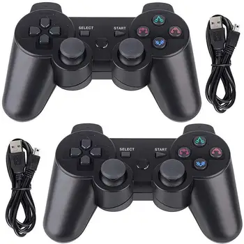 

PS3 Controller 2 Pack Wireless 6-axis Dual Shock Gaming Controller for Sony Playstation 3 with Charging Cord (Black)