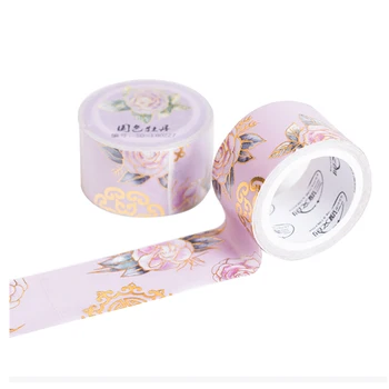 

Free bronzing silver color printing washi tape national peony diy lipstick
