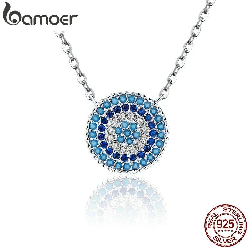 Bamoer Autentico 925 Sterling Silver Blue Evil Eyes Collana Donna Lucky Pendant Collane Gioielli Di Moda Scn099