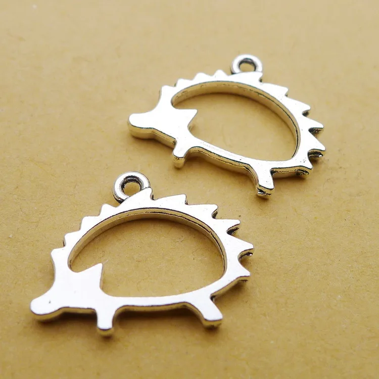 

15 PCS/Lot 17mm*21mm Animal Pendant Antique Silver Color Hedgehog Charms For Jewelry Making DIY earrings