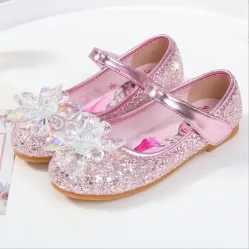 

Kids Leather Shoes Girls Elsa Wedding Dress Shoes Children Princess Bowtie Dance Shoes For Girls Casual Shoes Flat Sandals