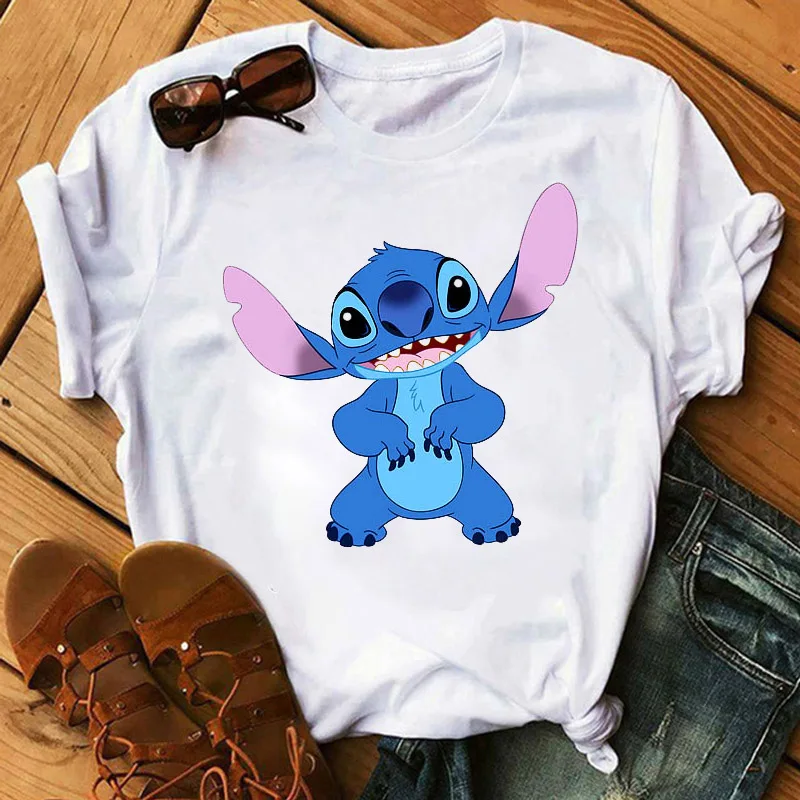 Женские футболки Lilo Stitch Harajuku Kawaii, модная футболка с милым мультяшным принтом, Женские повседневные топы, футболки, одежда для женщин - Цвет: WT0164